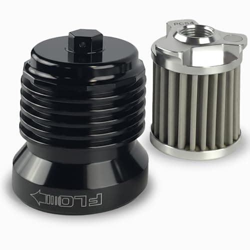 PC Racing FLO Reusable Spin-On Oil Filter PCS4BC – Black with Polished Fins, High-Flow Filter for Harley Touring, Street Glide, Road Glide, Road King, Bagger, Twin Cam & Milwaukee-Eight Engines
