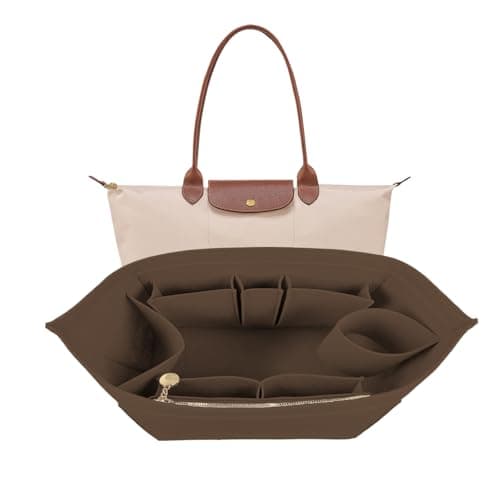 Lckaey Felt Organizer Insert for Longchamp Le Pliage Handbag Women Purse organizer 1012-25Coffee-M