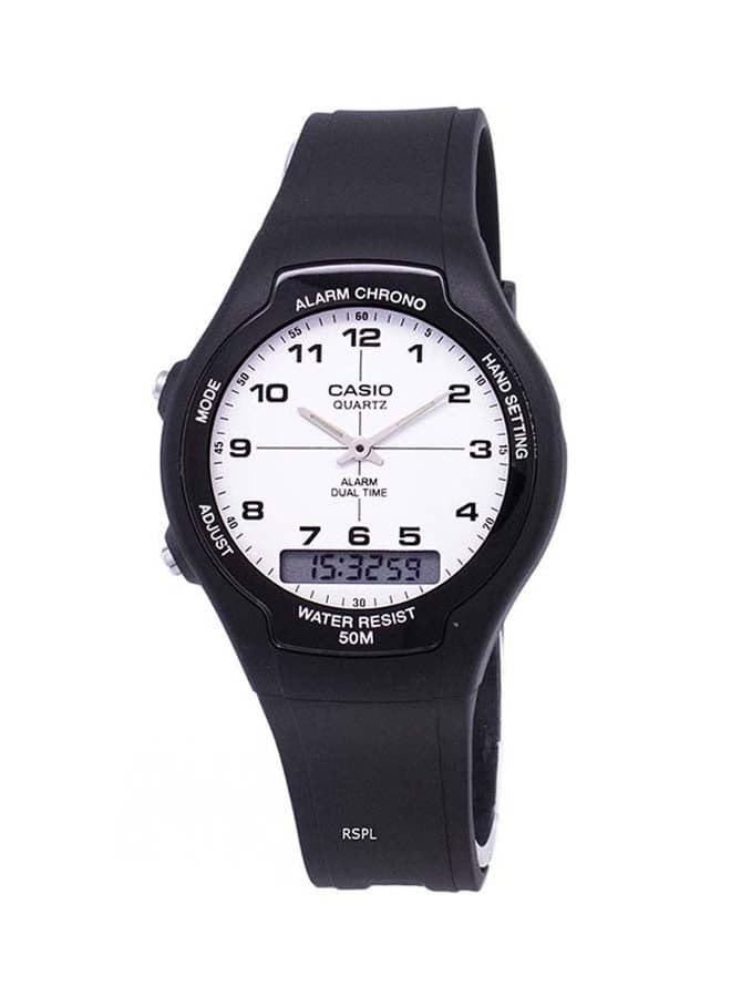 Women Rubber Analog & Digital Wrist Watch AW-90H-7BVDF - 39 mm - Black
