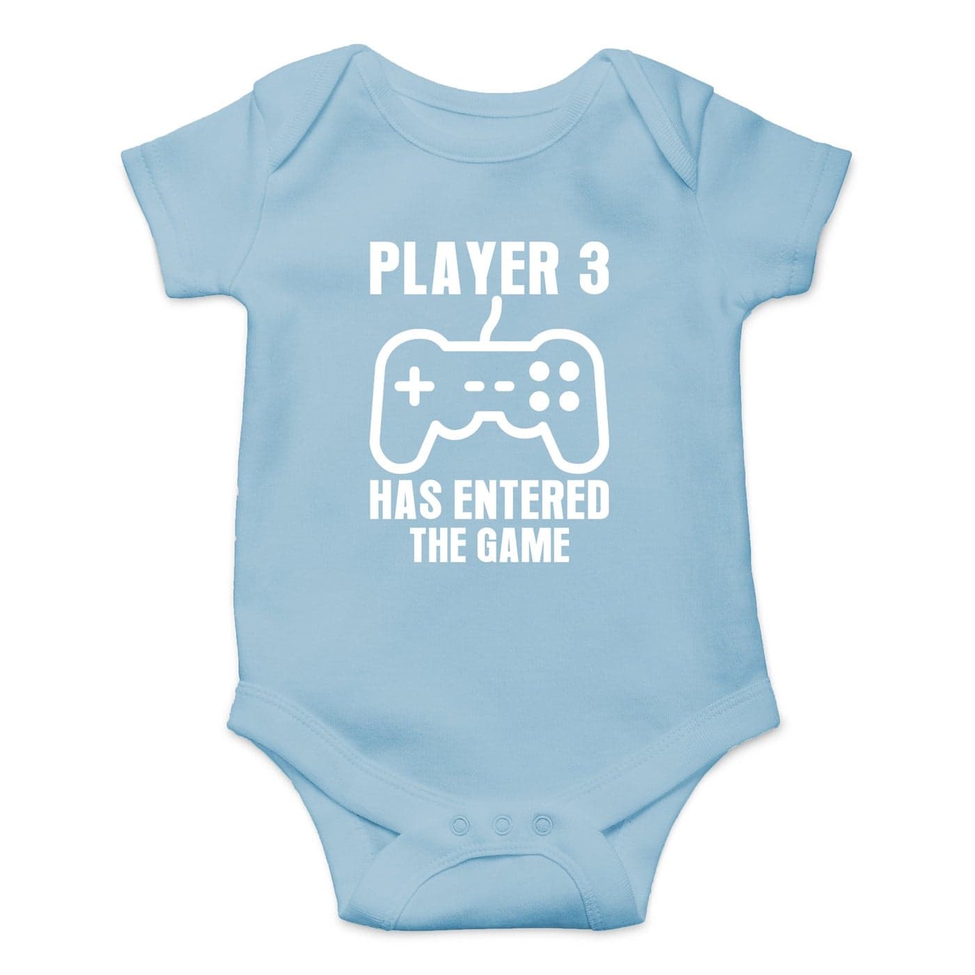 Crazy Bros Tees Player 3 Has Entered the Game Baby Bodysuit Funny Infant Boy Outfit Cute Unisex Comfy Humor 6 Months Light Blue