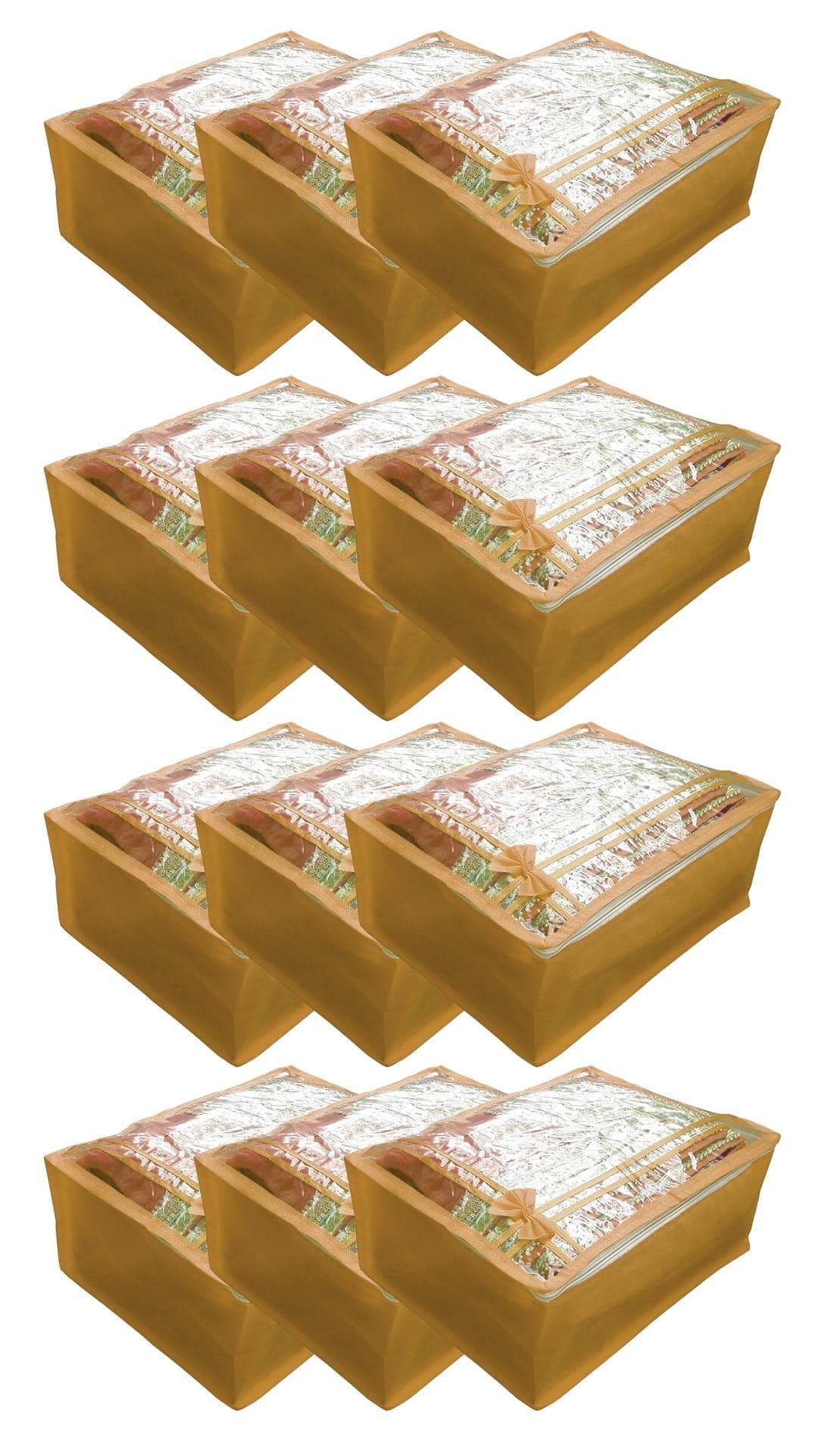 S4S® Non Woven Saree Cover/Wardrobe Organiser/Regular Clothes Bag (Set of 12, Brown)..