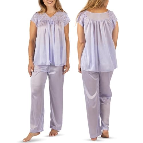 Shadowline Women's Silhouette Short Cap Sleeve Pajama Set, Peri Frost, Medium