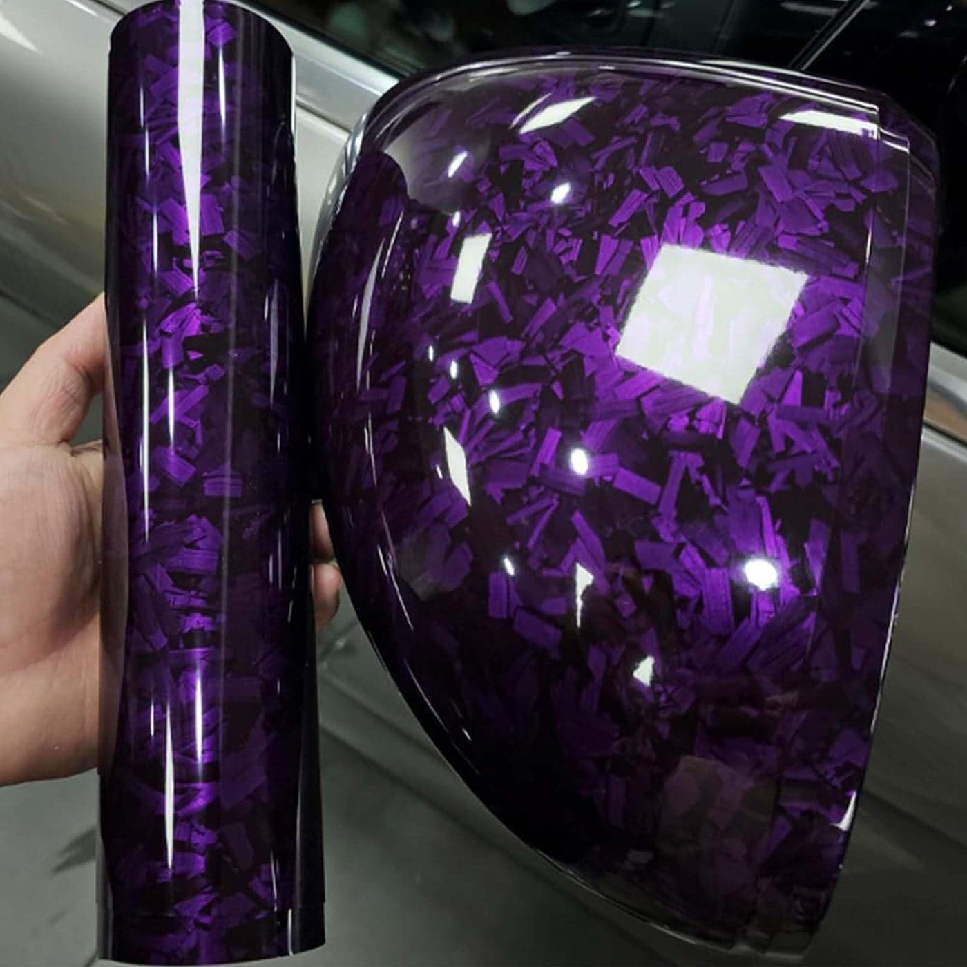 ASENDIWAY Purple Forged Carbon Fiber Vinyl Wrap High Gloss Car Wrap Vinyl Roll Auto DIY Decal Sticker Film Sheet Air Release SelfAdhesive Decor Vinyl 5ft x 25ft