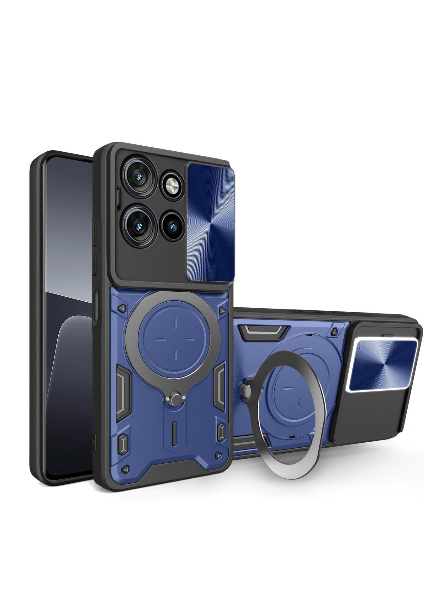 Case Cover For Motorola G75 5G , Slide Camera Lens , Magnetic Ring Holder Kickstand Protective Phone Case for Motorola G75 5G,