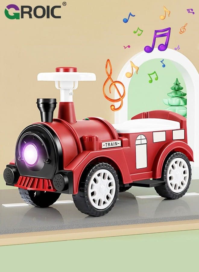 Baby Balance Bike, Four-wheeled Balance Bike,Baby Bike Toys with Music & Light, Bike to Train Baby from Standing to Running for Kids