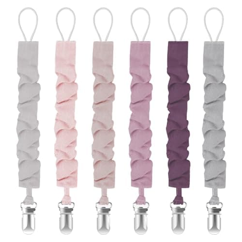 Tender Babe Pacifier Clips for Baby Girls and Boys Pacifier Holders for Teething Relief and Baby Essentials Safe for Newborns 6 Pack