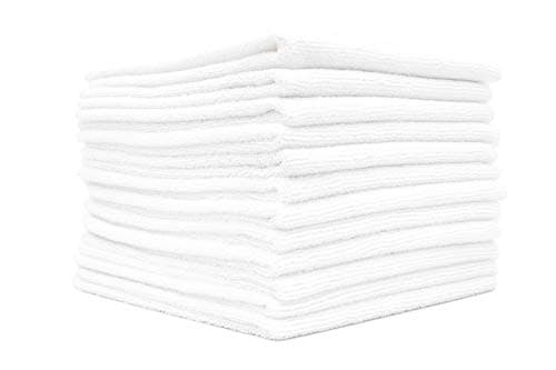 The Rag Company - All-Purpose Microfiber Terry Cleaning Towels - Commercial Grade, Highly Absorbent, Lint-Free, Streak-Free, Kitchens, Bathrooms, Offices, 300gsm, 14in x 14in, White (12-Pack)
