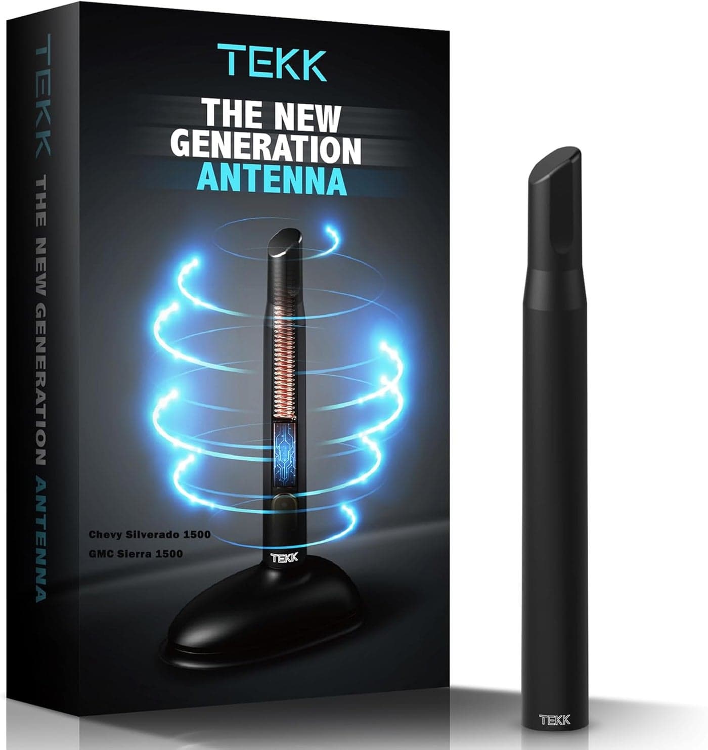 Tekk Short Antenna for Chevy Silverado 1500 & GMC Sierra 1500 (2006-2026) - Optimized FM/AM Reception, 4.8 Inches