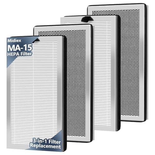 MA-15 Replacement Filter compatible with Air Puri-fier 15 Series, 3-in-1 H13 Ture HEPA and Activated Carbon Pre-filter, 4 Pack