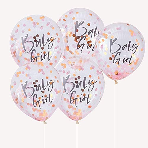 Ginger Ray Twinkle Twinkle Rose Gold Foiled Baby Girl Confetti Decorative Baby Shower Party Balloons