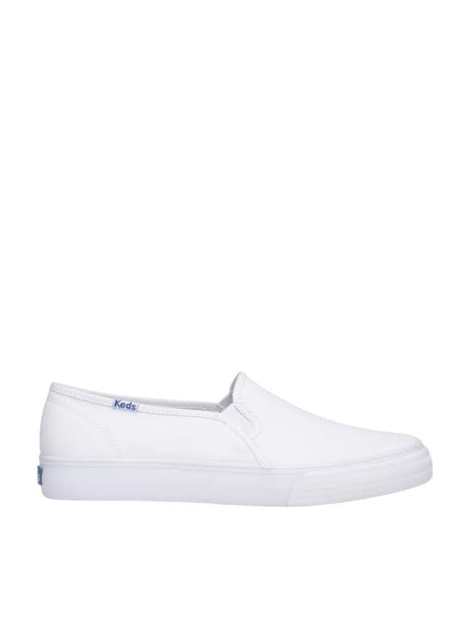 Keds Double Decker Slip on, Sneaker Womens, White Canvas, 9.5 Medium