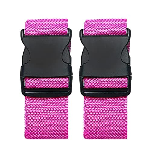 2 Pack Suitcase Belts, Adjustable Luggage Straps, Bright Colors Travel Packing Straps with Quick Release Buckle (Pink)