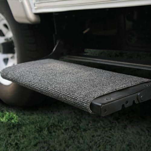 Camco Wrap Around RV Step Rug - for Manual & Electric RV Steps - Fits 18" Wide Steps - Weather-Resistant - Gray (42925)