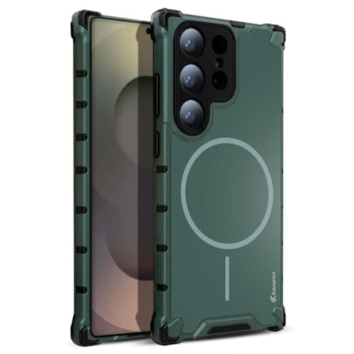 KARWAN Tough Shockproof Back Case Cover Compatible with Samsung S25 Ultra Dual Layer Armor Protection with Matt Finish,Edge Guard Bumper Heavy Duty Cover with Magnetic MagEase Wireless Charging(Green)