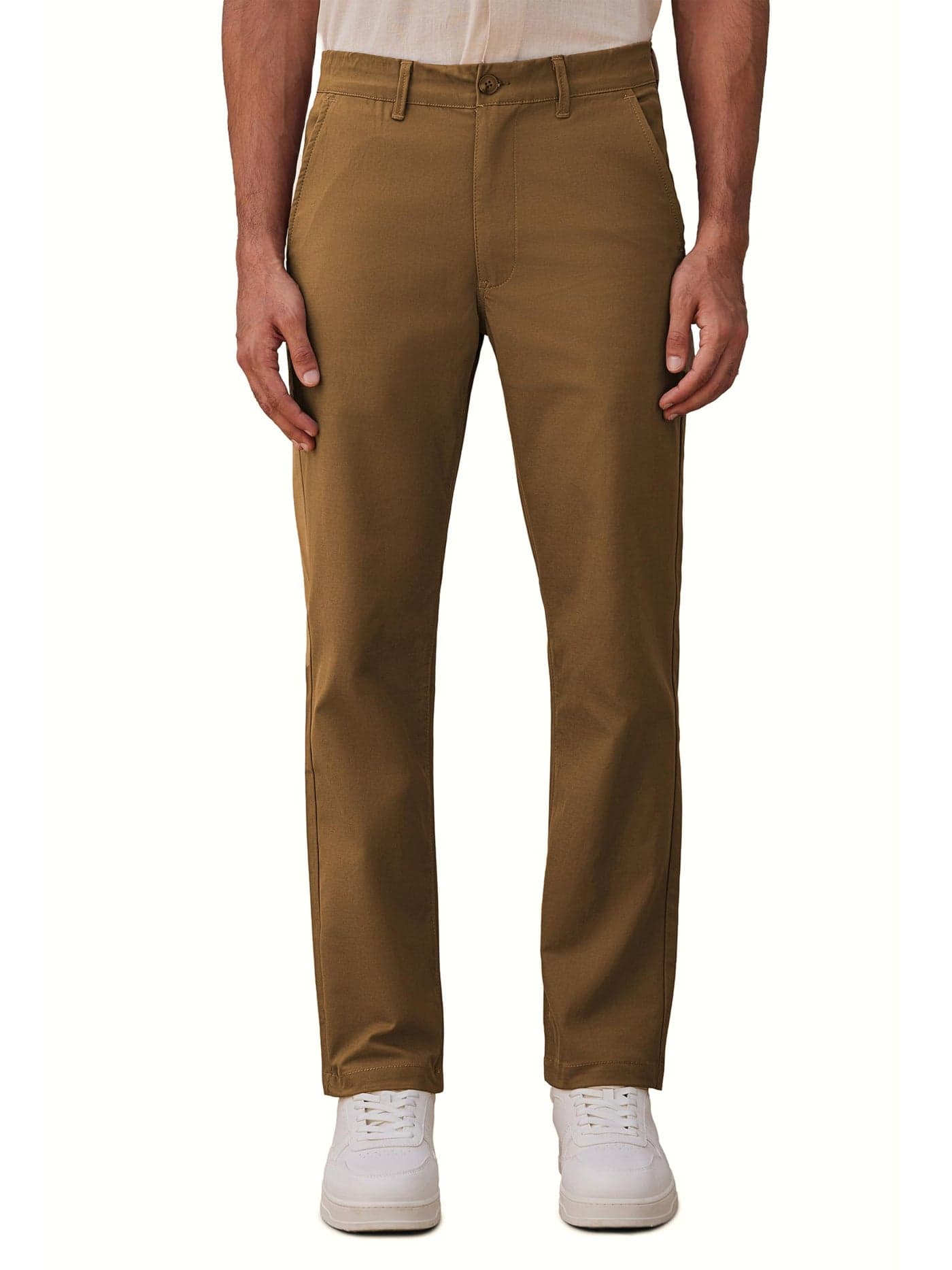 Zeyo Men Trousers Regular Fit Brown Chinos Pants for Men 5892