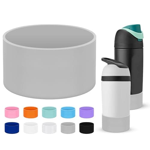 Mokoart Silicone Boot Compatible with Owala Kids Water Bottle 16/14 oz, Anti-Slip Rubber Bottom Protective Sleeve for Owala Kids FreeSip 16oz, Accessories for Owala Kids Flip 14oz (Grey)