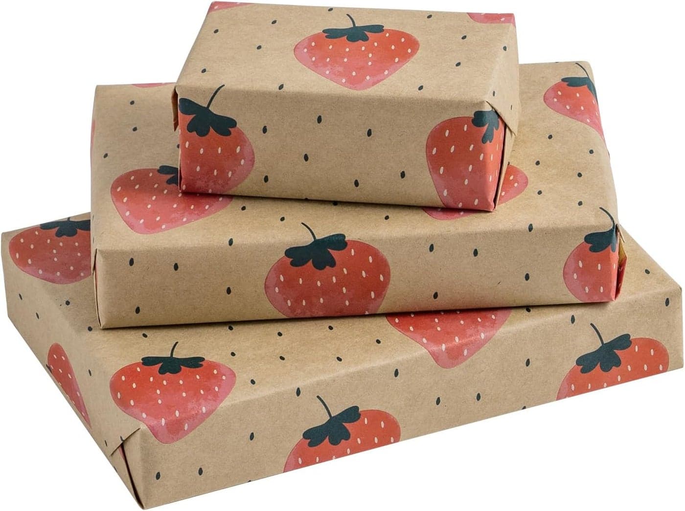 RUSPEPA Strawberry Wrapping Paper Roll Mini Roll Kraft Wrapping Paper with Strawberry Design Great for Boys Girls Birthday Party Baby Shower 17 Inches x 328 Feet