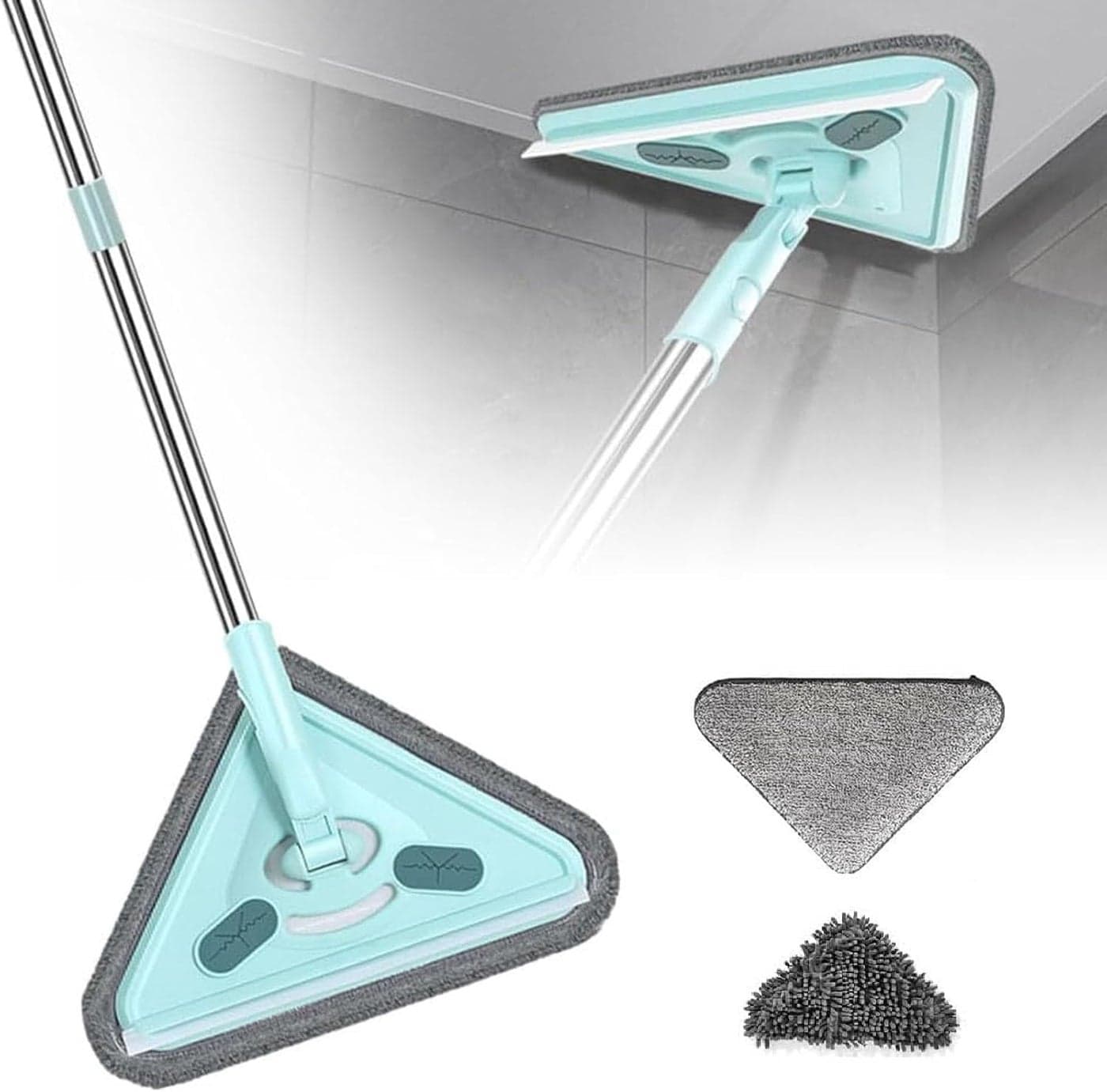 Calyrex 360 Degree Rotatable Adjustable Triangle Cleaning Mop Retractable Cleaning Mop Multifunctional Telescopic Triangle Mop Microfiber Wall Cleaner Used to Clean Glass Floor