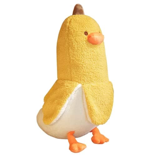 PEACH CAT Banana Duck Plush Toy Cute Plushie Hugging Plush Pillow Duck Stuffed Animal for Girls and Boys Yellow 354