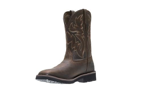 Wolverine Men's Rancher 10" Square Toe Steel Toe Work Boot, Dark Brown/Rust, 7.5 W US