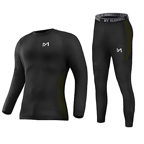 MEETYOO Men's Thermal Underwear Set Sport Long Johns Base Layer, Black, Small