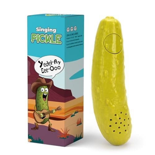 A AIFAMY Pickle That Yodels Singing Cucumber Toy Funny Gag Gift Idea for Adults Friends and Family Includes Batteries
