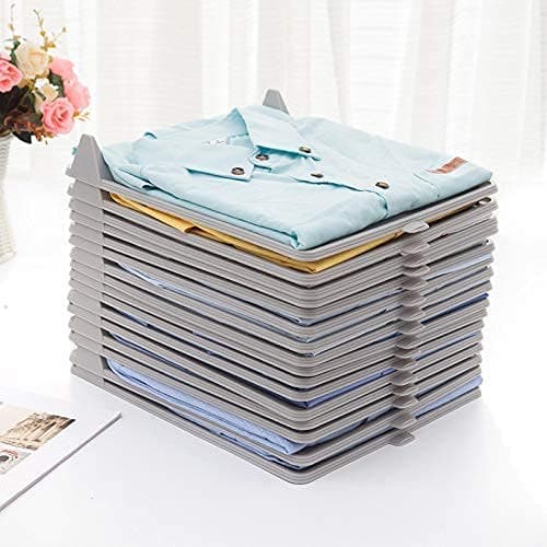 RIVUGJA Anti Wrinkle Neat TShirt Organizer Folding Clothing Drawer Stackable Easy Tray Closet Effortless Folder Board Clothes Storage Divider Folded Organization Laundry Filing System 6