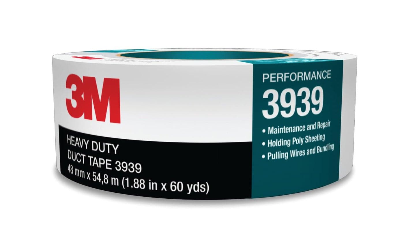 3M 3939 Heavy Duty Duct Tape, Silver, 1.88 in x 60 yd x 9.0 mil – Professional Grade Water-Resistant Duct Tape for Sealing, Holding, Bundling and Reinforcing, 1 Pack