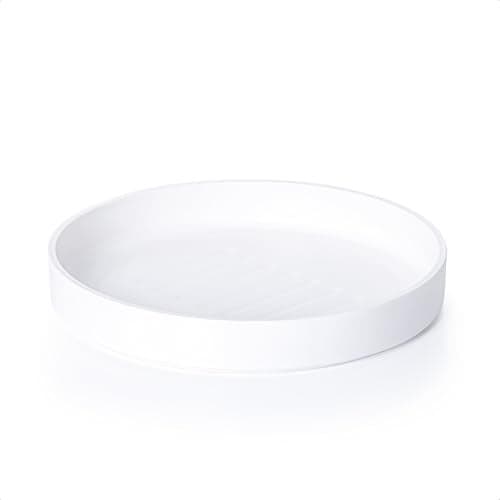 Phoenix Vine 10 Inch Plastic Plant Saucer Water Drip Tray, Heavy Sturdy Round Plant Drainage Tray for Indoors Outdoor, Matte White, 21-TY-10W-1