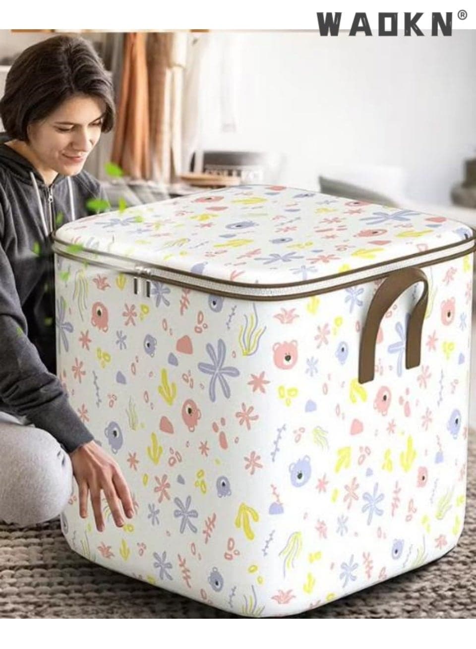 180L Large Storage Bag Clothes Storage Box Storage Bags Waterproof Clothing Storage Cupboards For Clothes Closet Organizers Storage Containers Zipper Bag Handle Zipper Design For Clothing Blanket Comforters Bed Sheets Pillows And Toys