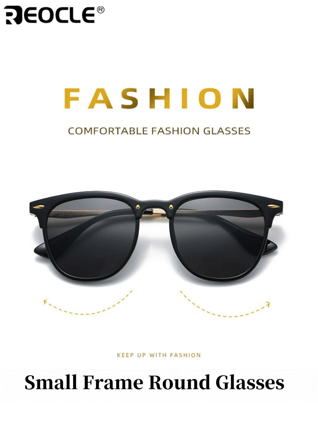 Small Frame Round Glasses with Metallic Accents Ordinary Decorative Eyeglasses Anti Bright Light Durable Eyewear Perfect for All Occasions