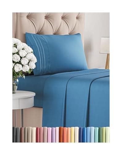 Twin XL Size 3 Piece Sheet Set - Comfy Breathable & Cooling Bed Sheets Set - Hotel Luxury Bedding for Women, Men, Kids, Teens, Boys & Girls - Deep Pockets, Soft, Wrinkle Free - Oeko-Tex - Denim Blue