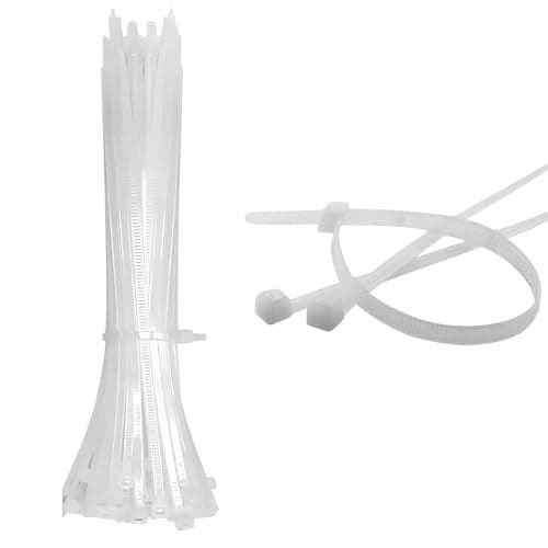 Hian 6-Inch White Nylon Cable Ties–Premium Quality, Heavy-Duty,Self-Locking & Weather-Resistant Zip Ties for Cable Management,Electrical, Automotive,Home & Industrial Use (150 x 3mm,Pack of 100,White)