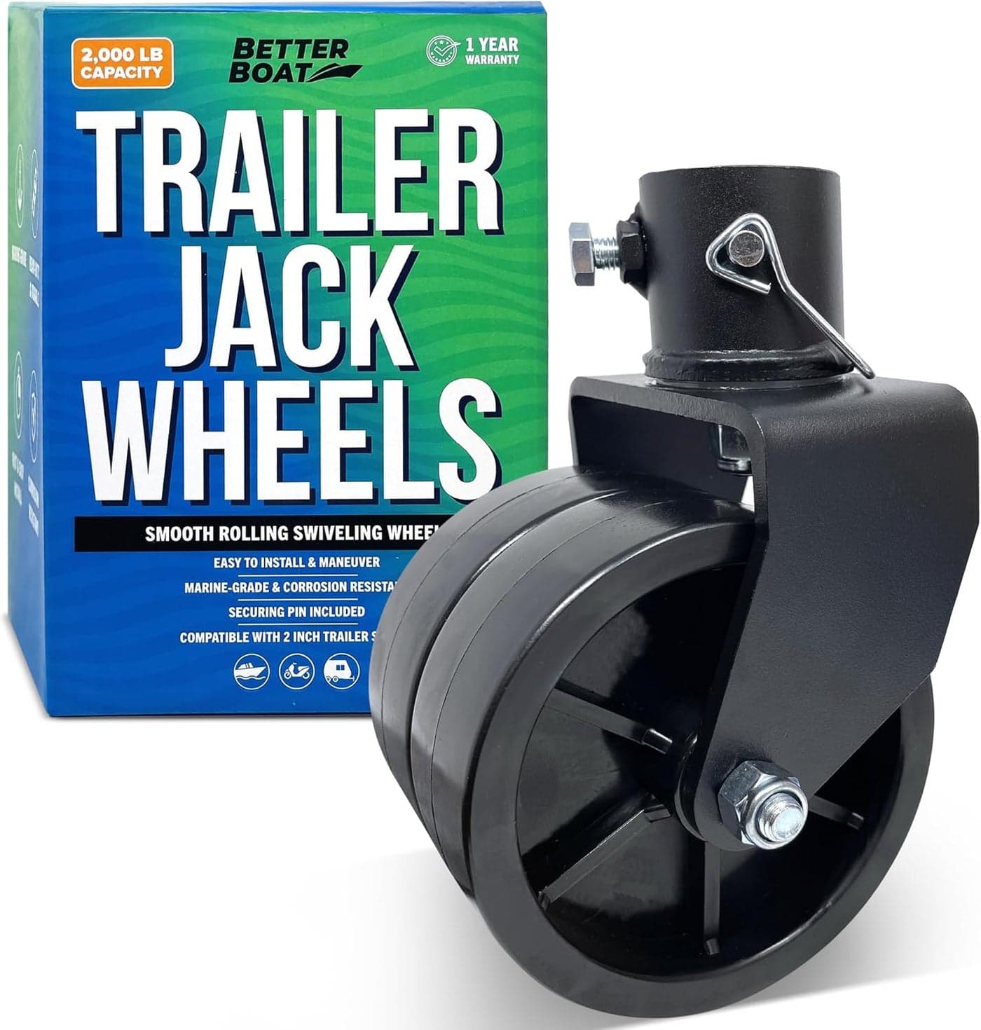 Better Boat Trailer Jack Wheel - 2000lb Capacity Replacement for Trailer Tongue Jack