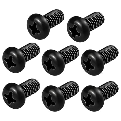 AMZAUTO Black License Plate Screws M508 x 10mm Stainless Steel Phillips Pan Head Machine Bolts Black Zinc Coated 8 Pack AntiRust for Model 3 Model Y BMW 3 Series 5 Series Car Front Rear