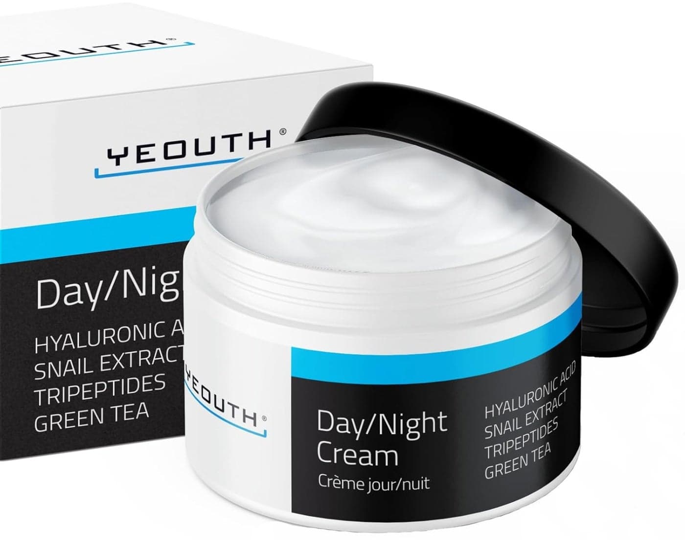 YEOUTH Day Night Cream for Face with Hyaluronic Acid Snail Mucin and Copper TripeptideHydrating Moisturizer Face Cream for Women and Men 2oz