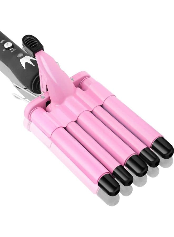 5-Barrel Curling Iron Wand Hair Crimper Pink/Black