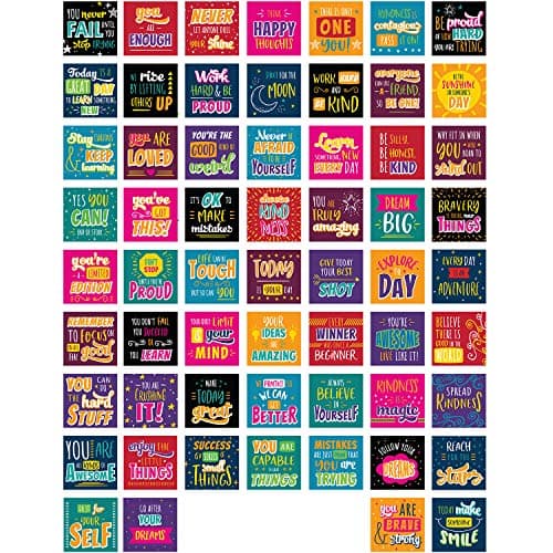 Canopy Street Kids Affirmation Lunch Box Notes / 3.5" x 3.5" Square Motivational School Lunch Box Cards / 60 Encouraging Classroom Reward Mini Notes