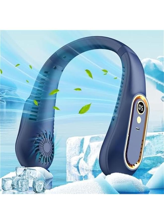 Neck Fan, Cooling Fan with 5 Speeds Adjustable Neckbreeze, Neckbreeze Wearable Bladeless Rechargeable Personal Neck Fan 720°cooling Airflow No Noise, For Home Office Travel
