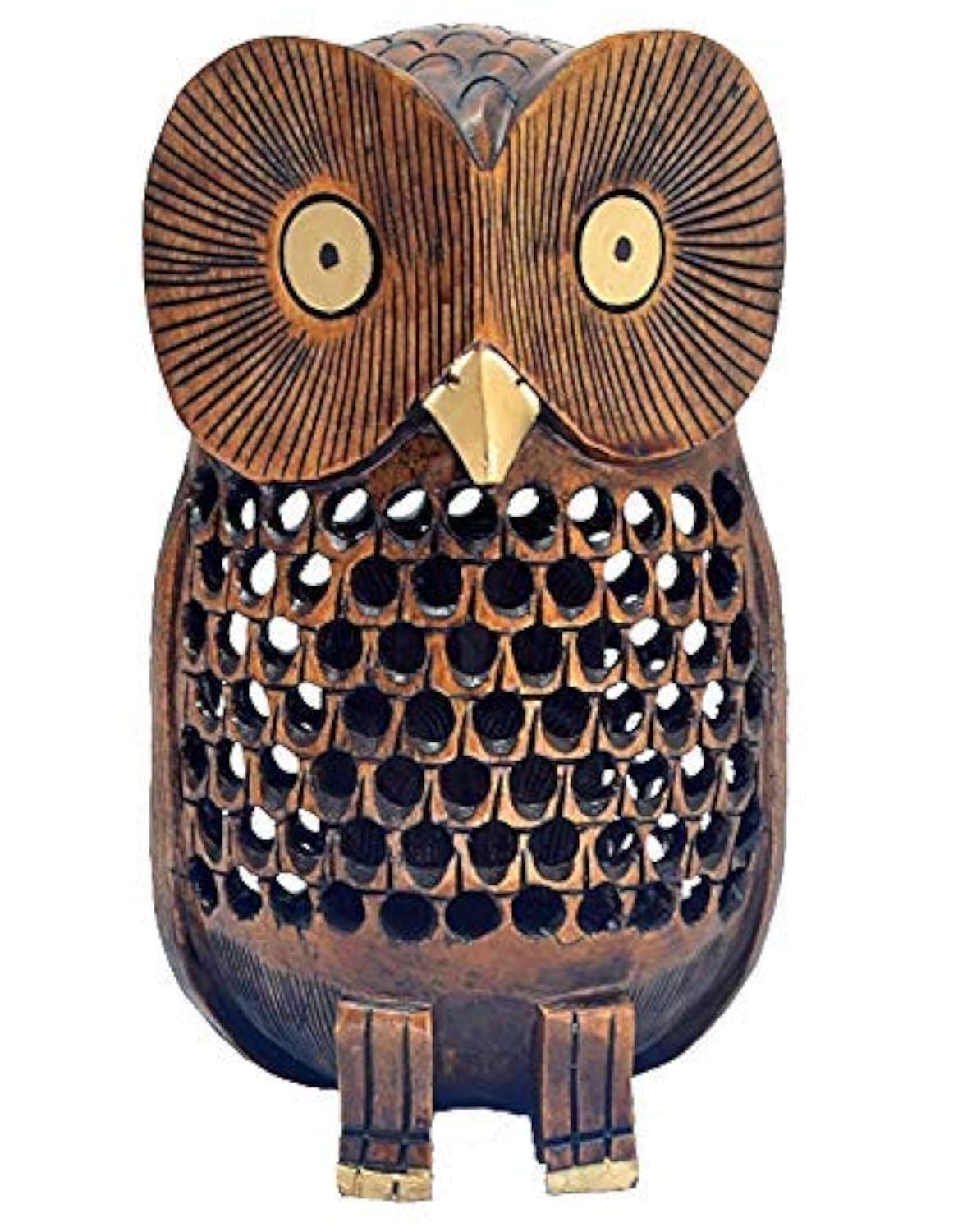 Owl Statue Decor Big 6 Inch Wooden Figurines for Home Decor Accents Living Room Bedroom Office Decoration Hand Carved Statue