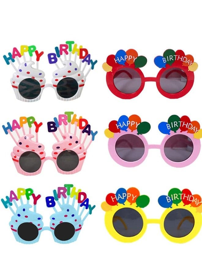 Novelty Birthday Glasses | Birthday Photo Props Funny Sunglasses | Birthday Party Favors for Kids & Adults 6 Pairs