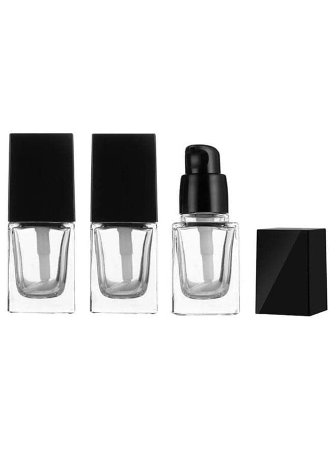 3PCS 15ml/0.5OZ Empty Glass Bottles with Press Pump Head Liquid Foundation Bottle Cosmetic Makeup Vials Containers for BB/CC Creams Lotion Square Essential Oils Jars Travel Set Sample Vials