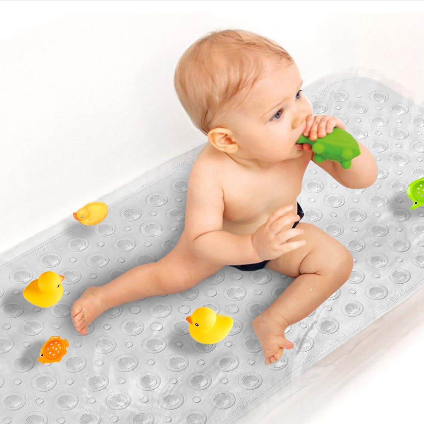 Upgrade Baby Bath Mat Non Slip Extra Long Bathtub Mat for Kids 40 X 16 Inch Eco Friendly Bath Tub Mat with 200 Big Suction CupsMachine Washable Shower MatClear