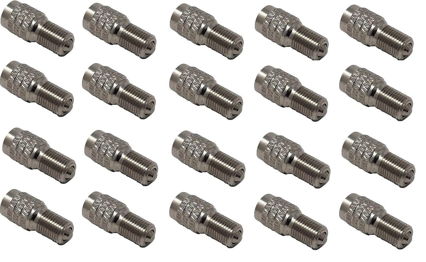 Muzzys Pack of 20 Double Seal Flow Through Valve Stem Tire Extension Caps Inflate Thru for High Pressure Truck Car RV Semi Tires Inflate Tire and Check Pressure Without Removing The Caps V2B DS1