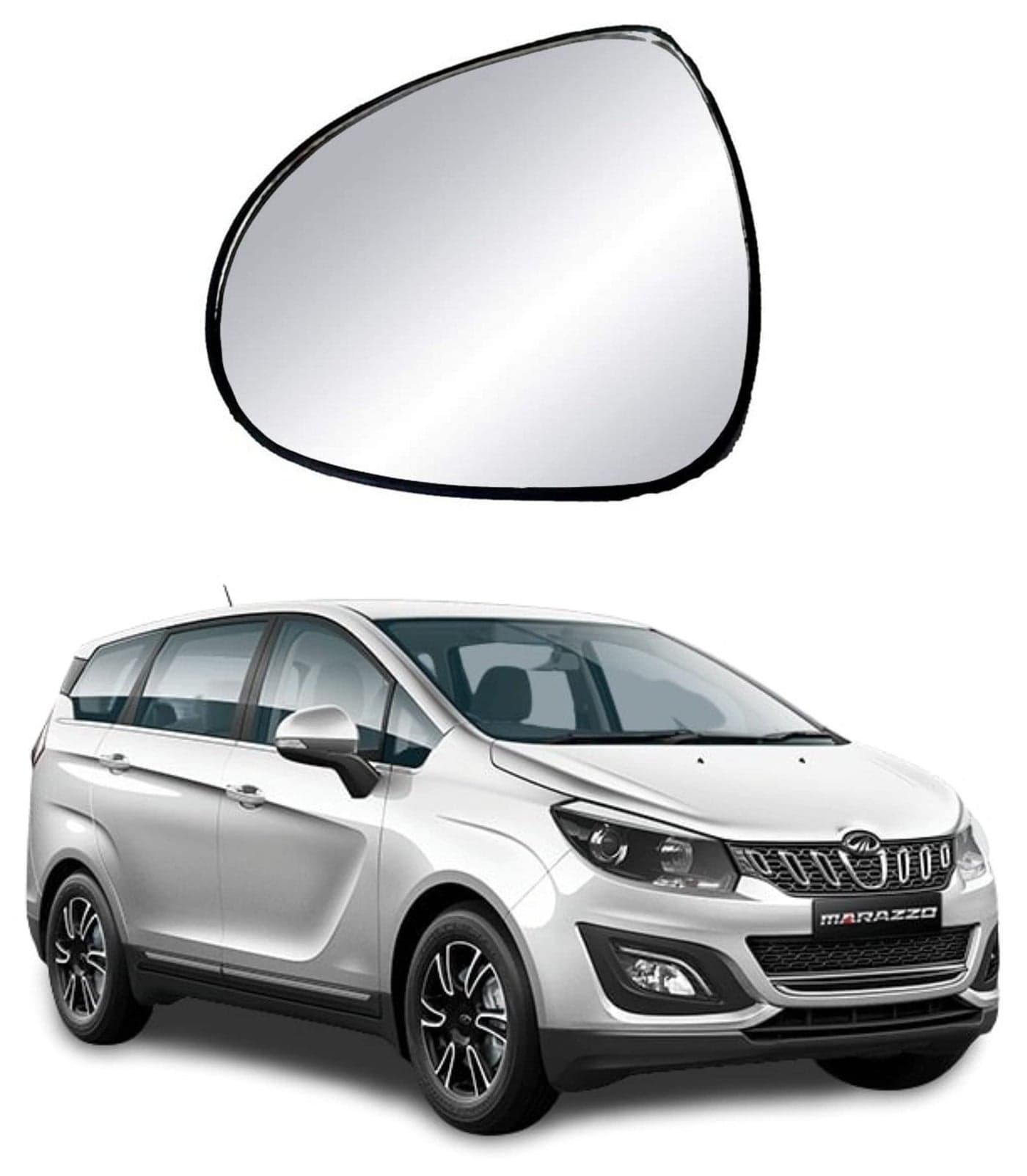 MIZZEO Premium Car Rear View Side Mirror Glass (Left/Passenger Side) Compatible with Mahindra Marazzo (2018-2022)