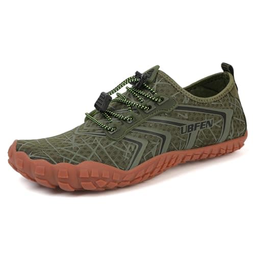 UBFEN Water Shoes Aqua Swim Shoes Mens Womens Beach Sports Quick Dry Barefoot for Boating Fishing Diving Surfing Green Color Size US 13 Women 11 Men