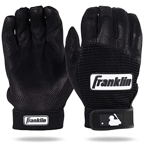 Franklin Sports MLB Batting Gloves - Pro Classic Baseball + Softball Batting Gloves - Adult + Youth Pairs - Black/Black - Adult XX Large