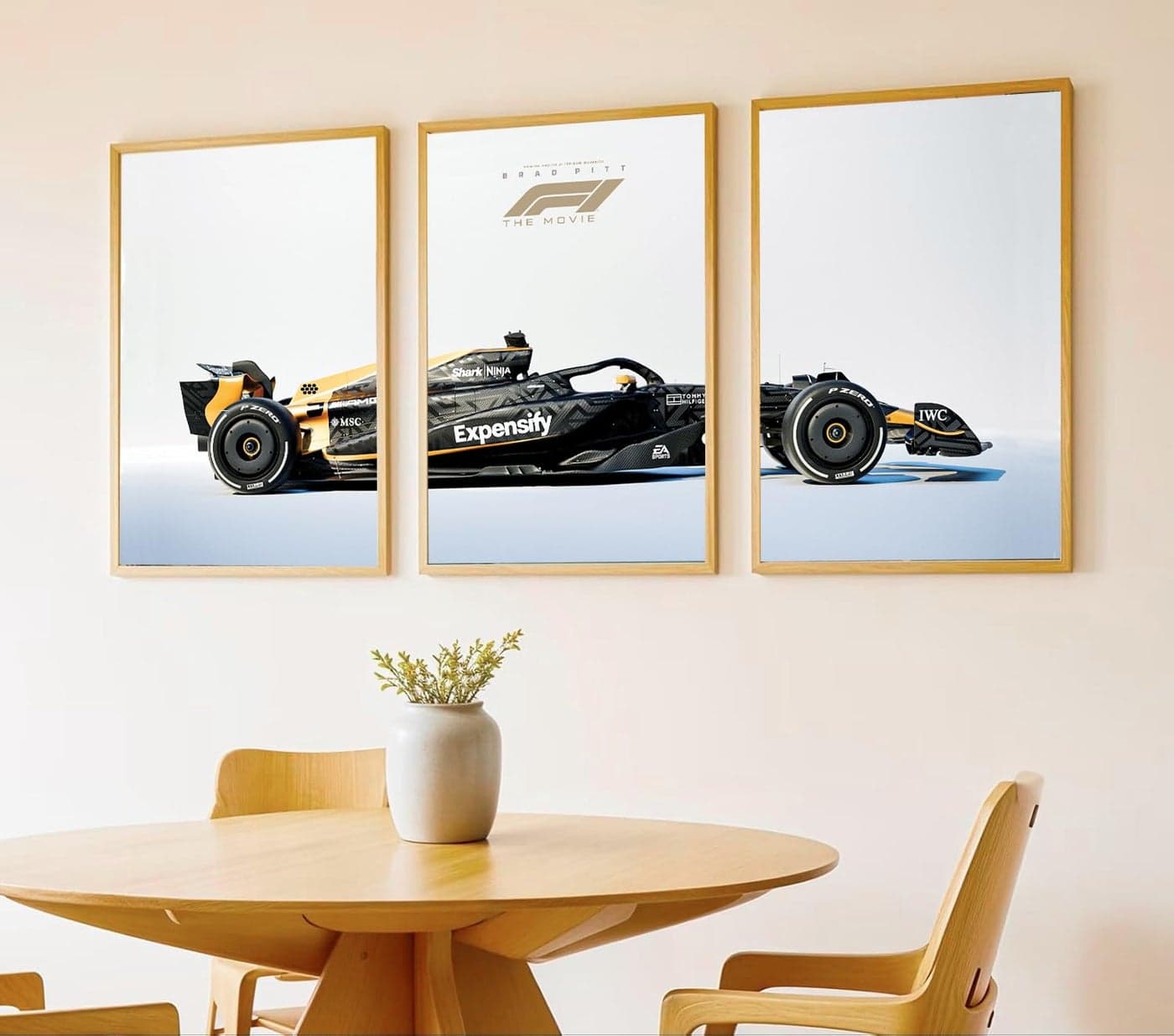 Gamya Big Formula 1 F1 Cars Framed Aesthetic Posters For Wall Decoration, Bedroom, Living Room, Gift Item For Boys | Set of 3 (13x19 Inches) (Brad Pitt (F1 Movie))