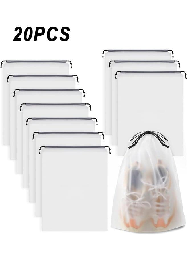 20PCS Clear Shoe Bags 30x40CM Drawstring Travel Shoe Bags for Packing, Waterproof Dustproof Portable Shoe Storage for Men and Women