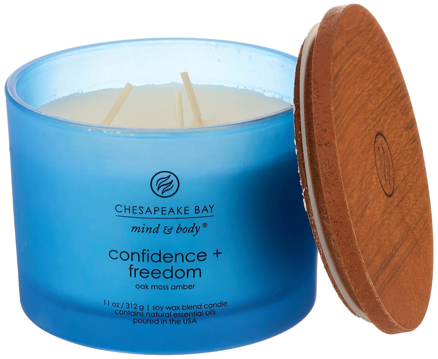 Chesapeake Bay Candle Scented Candle Confidence Freedom Oak Moss Amber 3Wick Coffee Table Jar Blue Home Dcor